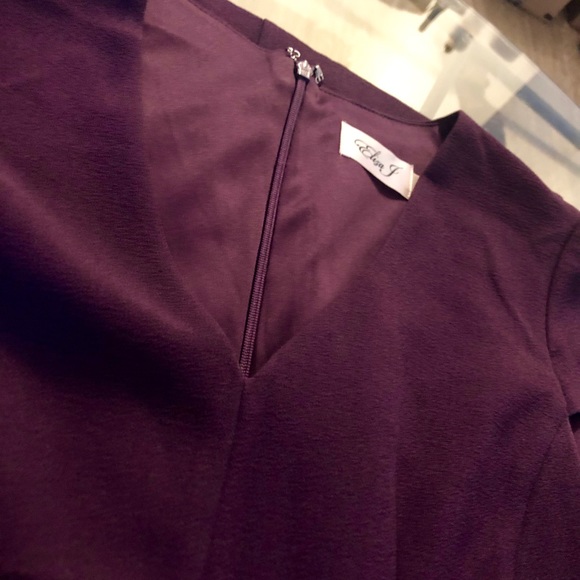 Eliza J eggplant purple pleated A-line dress - Picture 8 of 8